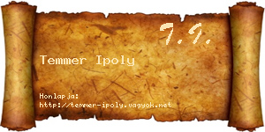 Temmer Ipoly névjegykártya